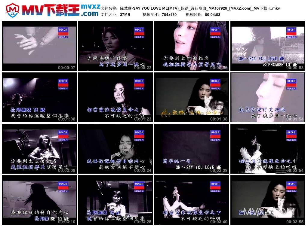 陈慧琳-SAY YOU LOVE ME(MTV)_国语_流行歌曲_MA107926